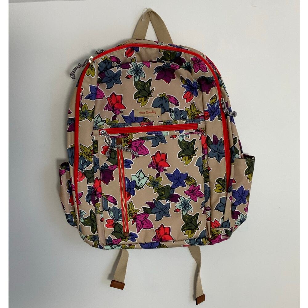 Vera Bradley Lighten Up Small Backpack‎ in the Falling Flowers Neutral pattern